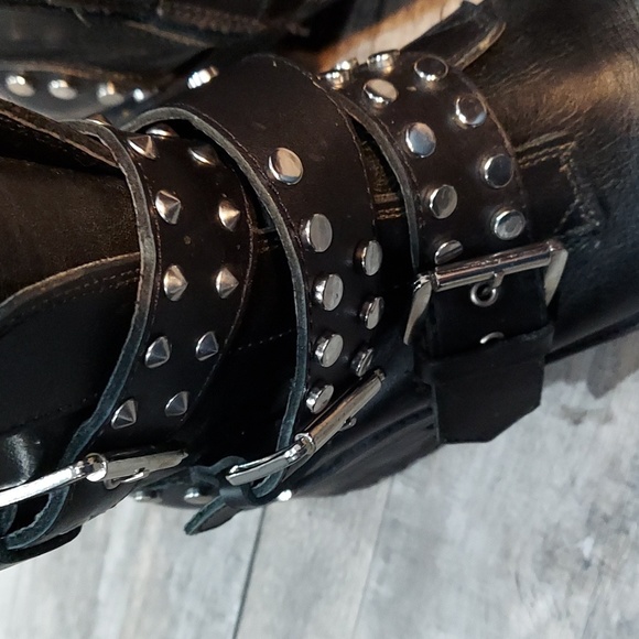 Zara studed boots buckles zippers heels womens 10 black - Picture 11 of 12
